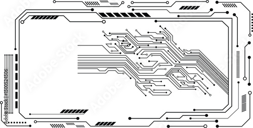 Circuit board vector illustration. Electronic circuit board close up.