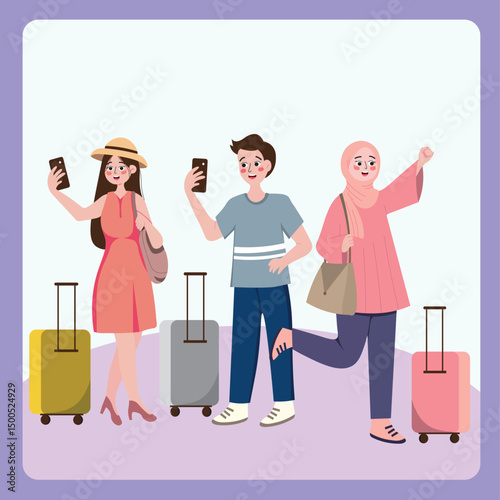Travelling People Illustration Concept