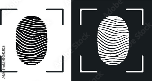 Fingerprint scanning icon isolated on white and black background. Biometric authorization symbol. Vector illustration.