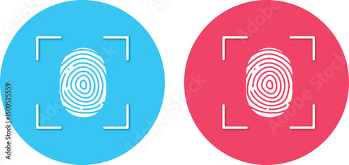 Fingerprint biometric identification line icon illustration