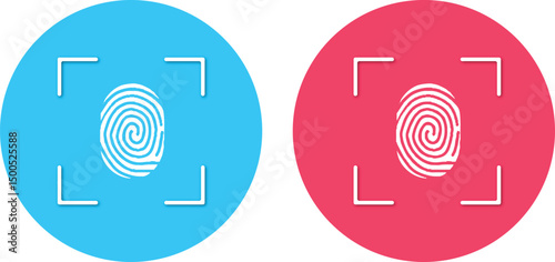 Fingerprint biometric identification line icon illustration