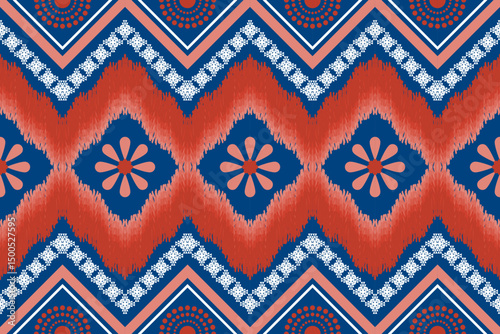 Ethnic Figure aztec embroidery style.Geometric ikat oriental traditional art pattern.Design for ethnic background,wallpaper,fashion,clothing,wrapping,fabric,element,sarong,graphic,vector illustration.