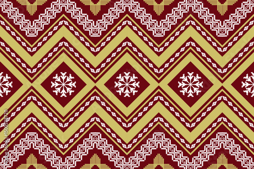 Ethnic Figure aztec embroidery style.Geometric ikat oriental traditional art pattern.Design for ethnic background,wallpaper,fashion,clothing,wrapping,fabric,element,sarong,graphic,vector illustration.