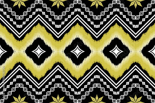 Ethnic Figure aztec embroidery style.Geometric ikat oriental traditional art pattern.Design for ethnic background,wallpaper,fashion,clothing,wrapping,fabric,element,sarong,graphic,vector illustration.