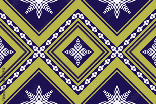 Ethnic Figure aztec embroidery style.Geometric ikat oriental traditional art pattern.Design for ethnic background,wallpaper,fashion,clothing,wrapping,fabric,element,sarong,graphic,vector illustration.