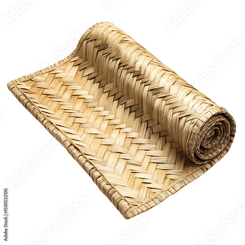 Elegant Minimalist Straw Beach Mat with a Refined D Isolated on Transparent Background