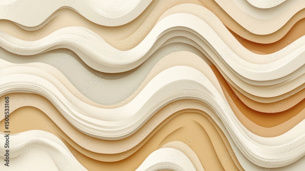 Obraz premium Abstract wavy background of soft cream and beige colors.