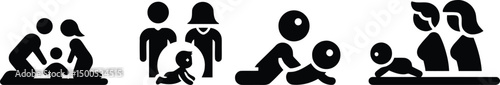 Baby Crawling Toward Parent Vector Silhouette Transparent Background

