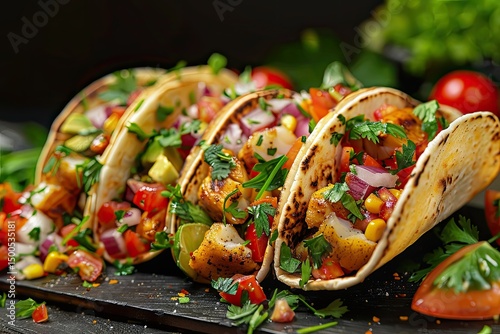 High Resolution of Tasty Fish Tacos a Delightful Food Photography