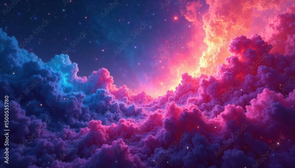 Fototapeta premium Abstract swirling nebula texture, vibrant colors, digital, backdrop