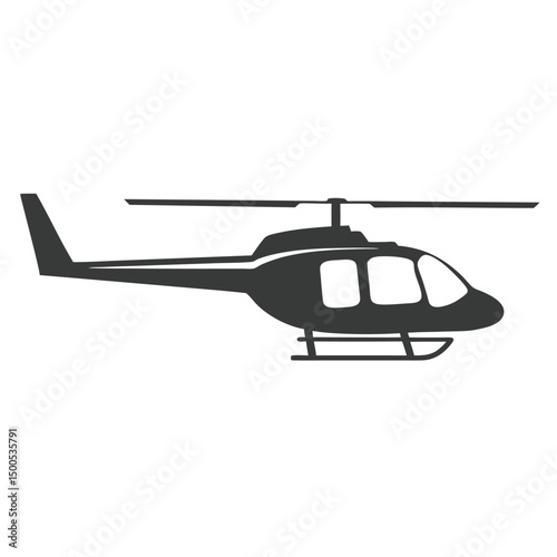 Helicopter Silhouette Vector for Aviation Logos.