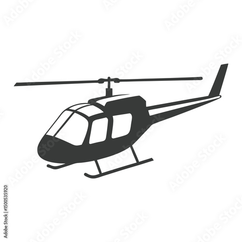 Helicopter Silhouette Vector for Aviation Logos.