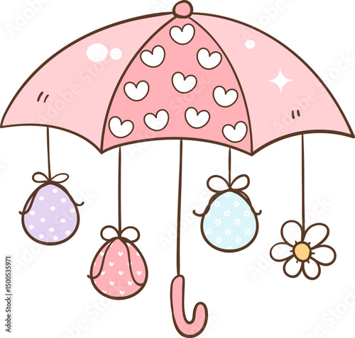 Canvas Print umbrella with easter eggs
