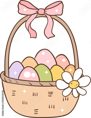 easter basket with eggs 