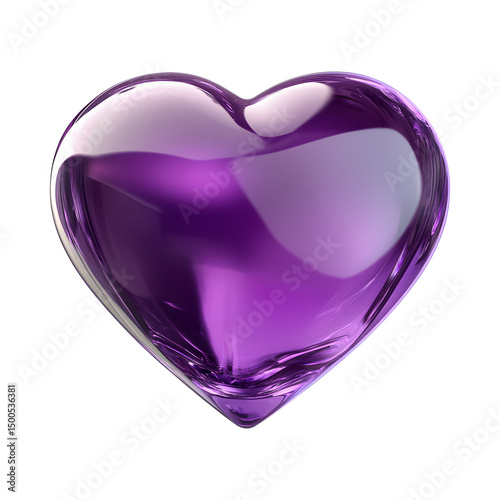 A glossy, vibrant purple heart shape, perfect for Valentine's Day.