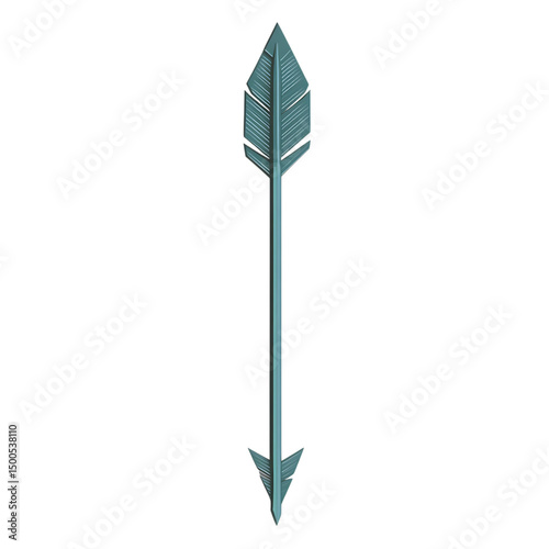 Contemporary Arrow with Crisp Detailing in Muted Te Isolated on Transparent Background