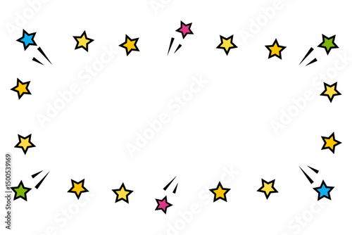 ポップな星がかわいいフレームイラスト