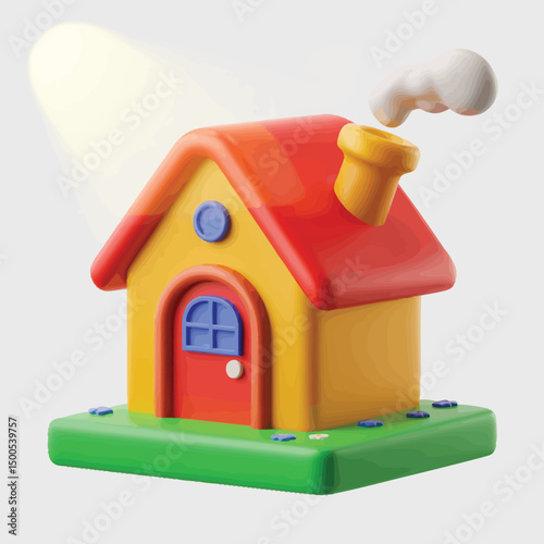Cute Cartoon House 3D Render for Childrens Book