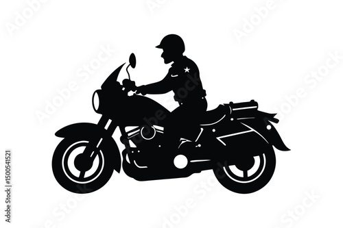 Police bike silhouette  vector ,  police motorcycle front view silhouette 