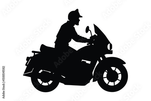 Police bike silhouette  vector ,  police motorcycle front view silhouette 