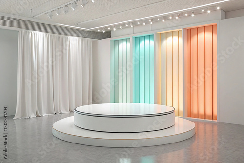Minimalist Product Display Stage with Pastel Lighting