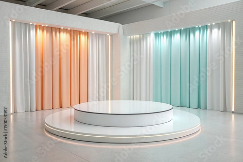 Minimalist Product Display Stage with Pastel Lighting