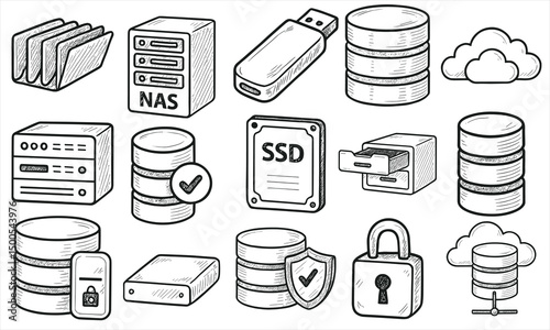 Hand Drawn Data Storage Icons