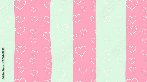 Heart Pattern Pink and Green Background