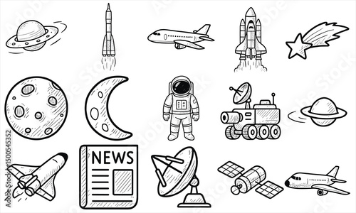 Hand Drawn Space Exploration Icons