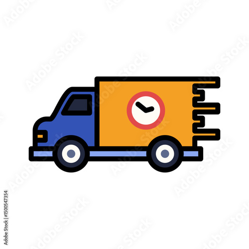 On Process Delivery Shopping and E-commerce Flat Line Icon