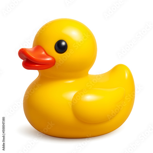 3D render of a cute yellow rubber duck on transparent background, concept for children's toys, bath time, and playful design elements