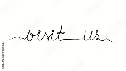 Visit us text. One line drawing doodle hand drawn. Video 4k  object illustration, minimalism hand drawn sketch design modern new