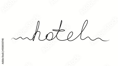 Hotel text. One line drawing doodle hand drawn. Video 4k  object illustration, minimalism hand drawn sketch design modern new