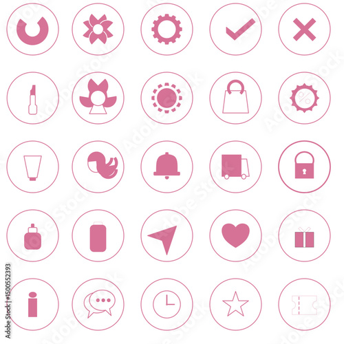 female app icon flat design pink set for business, website, media social