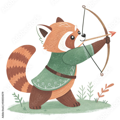Cute Red panda Play all kinds of sports Minimal Clipart  White Background Clipart Watercolor	