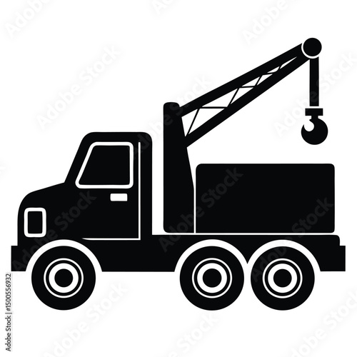 Heavy-duty industrial crane truck vector illustration
