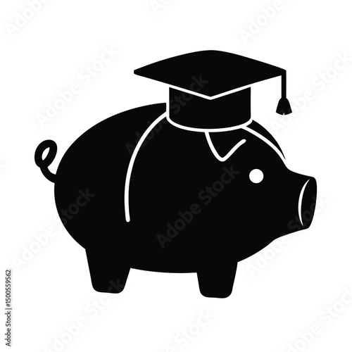 piggy bank vector silhouette on a white background
