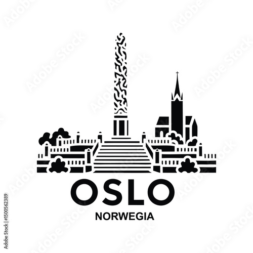 oslo sweden landmarks icon logo vector