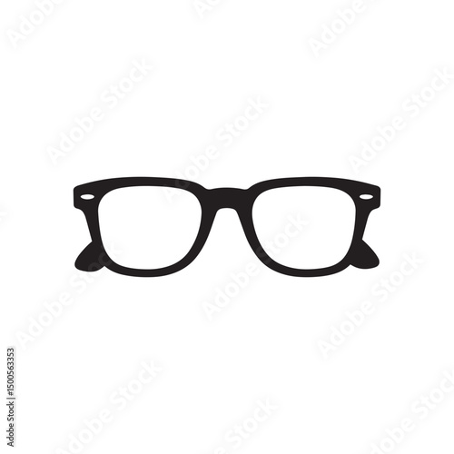 Black Silhouette of Eyeglasses – Vector Icon for Vision, Optics, and Fashion Design