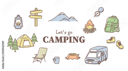 simple illustration set of camping