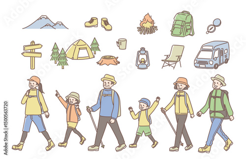 simple illustration set of camping