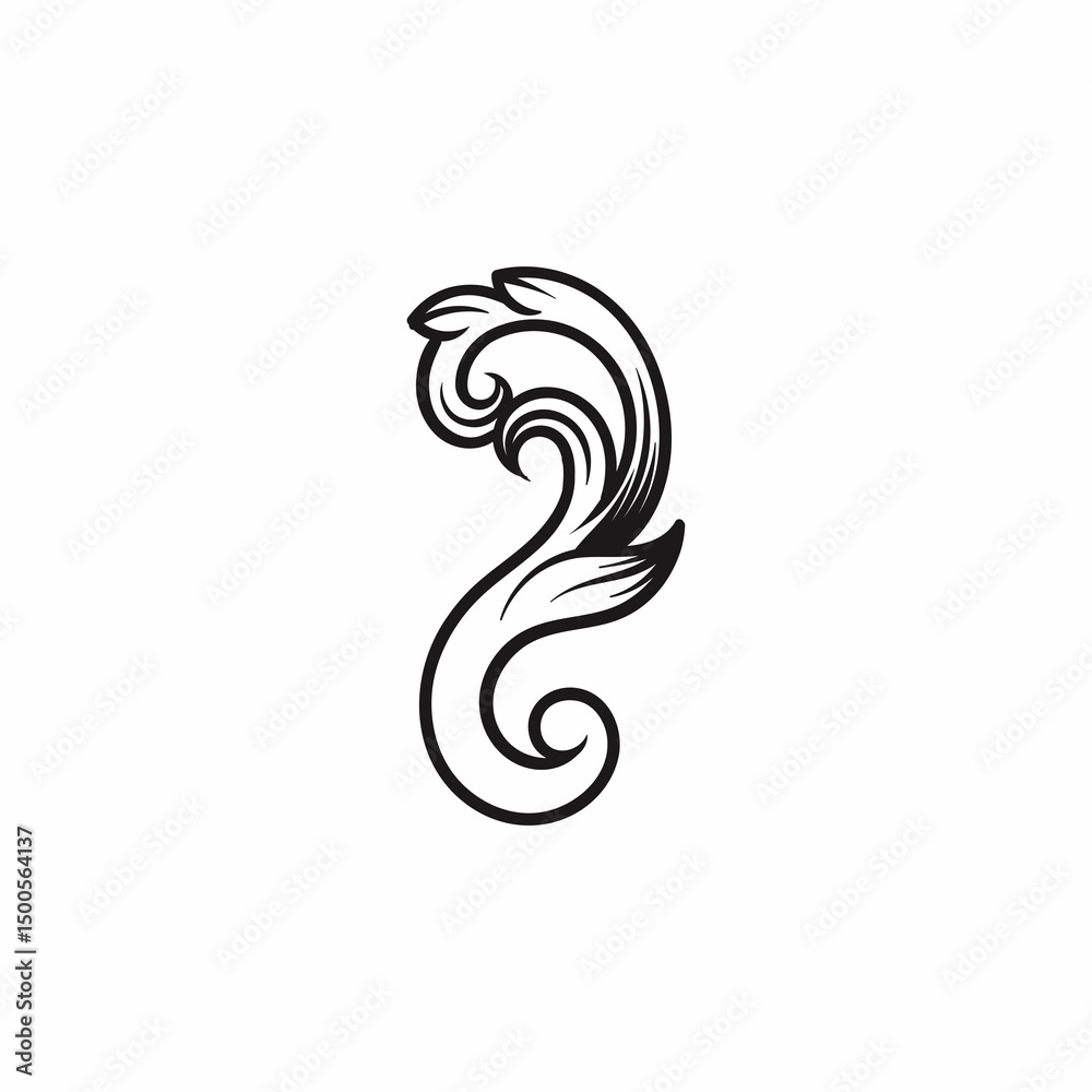 Obraz premium Acanthus flower illustration logo, simple, elegant.