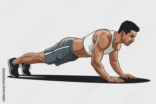 Man performing push-ups in athletic wear for fitness training