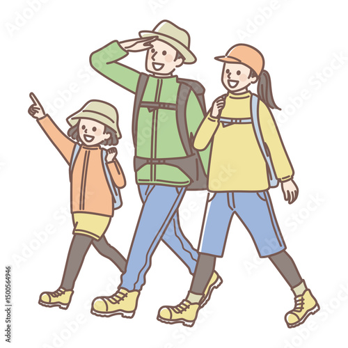 simple illustration of people going camping