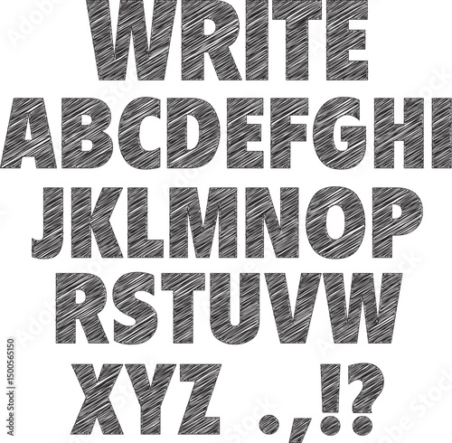 Ilustator design vektor font alphabet seribble