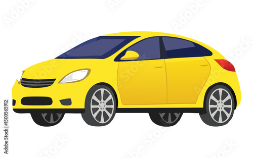 Yellow Modern Car - Side View