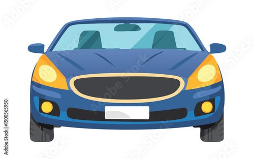 imposing dark blue sedan front illustration