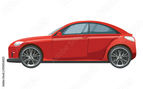 Red Sedan - Side View