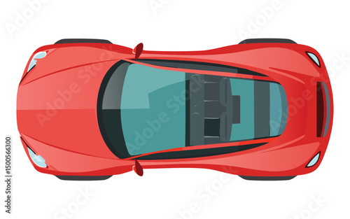 sleek red sports car from above