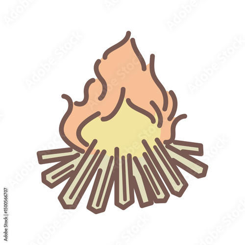 simple illustration of bonfire for camping